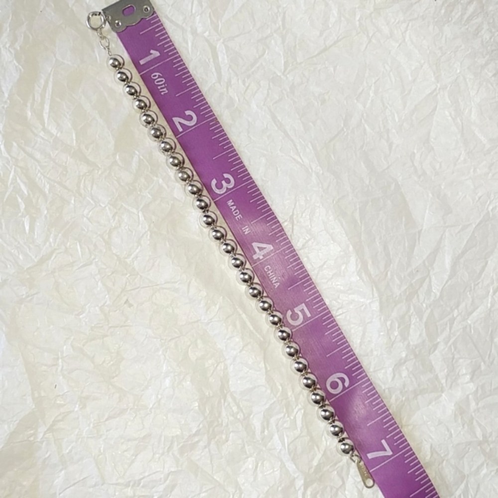 SOLD!!! STERLING SILVER BEAD BRACELET - 7" LONG - Picture 4 of 6